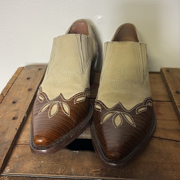 Vintage Leather Suede Ankle Cowboy boots sz7.5M - Picture 3 of 9